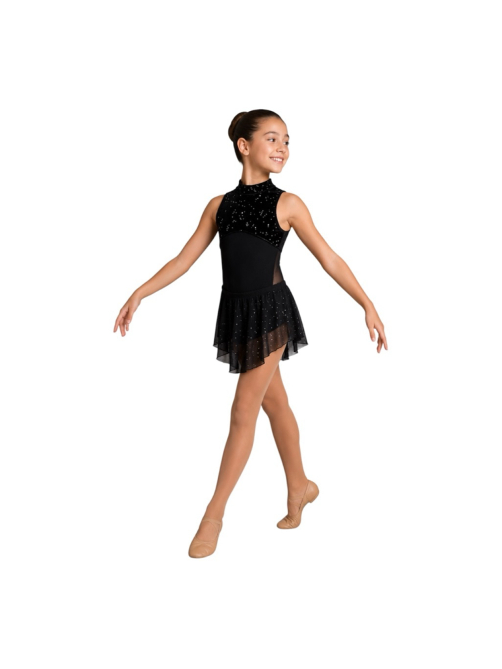 Girls Size 7/8 Black Sparkle Ballet Leotard & Skirt Set Dance Costume NWT
